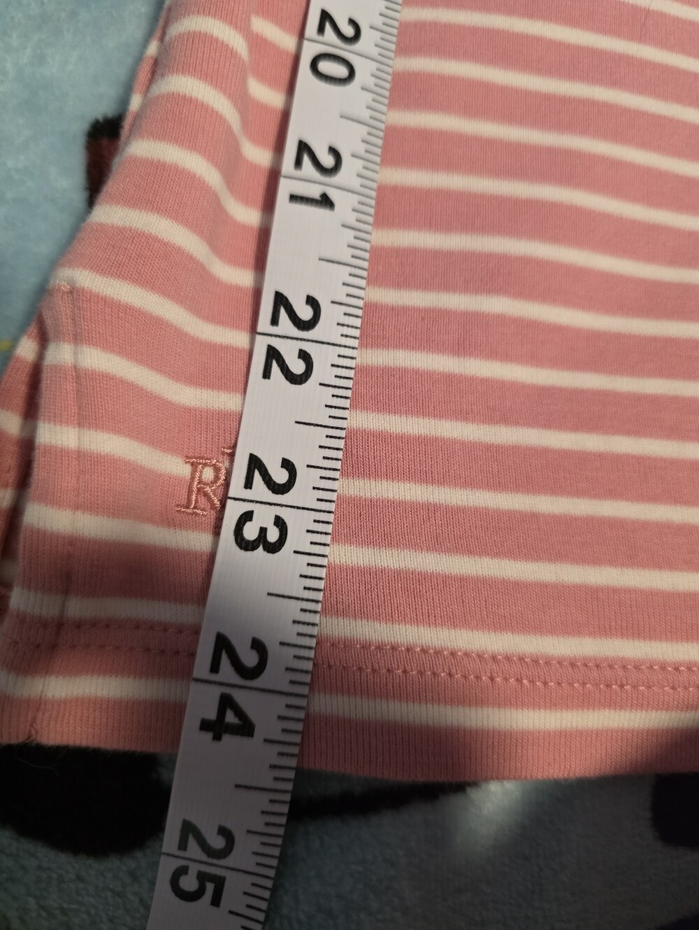 Lauren Ralph Lauren White and Pink Stripe Short Sleeve Top with Bows, Size Med - Picture 9 of 9